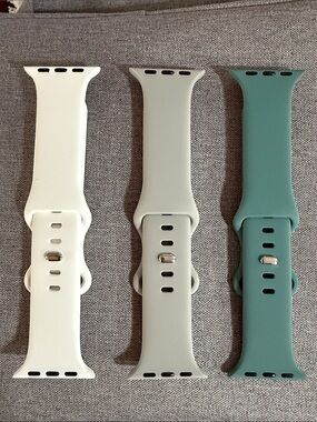 Silicone Replacement Watch Bands - White, Light Gray, Teal 40-42mm
